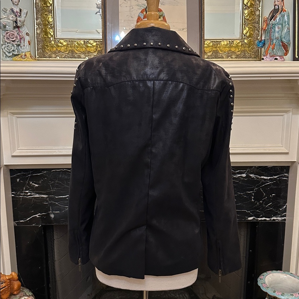 “Reba” Studded Black Leatherette Women's Jacket - Picture 4 of 7